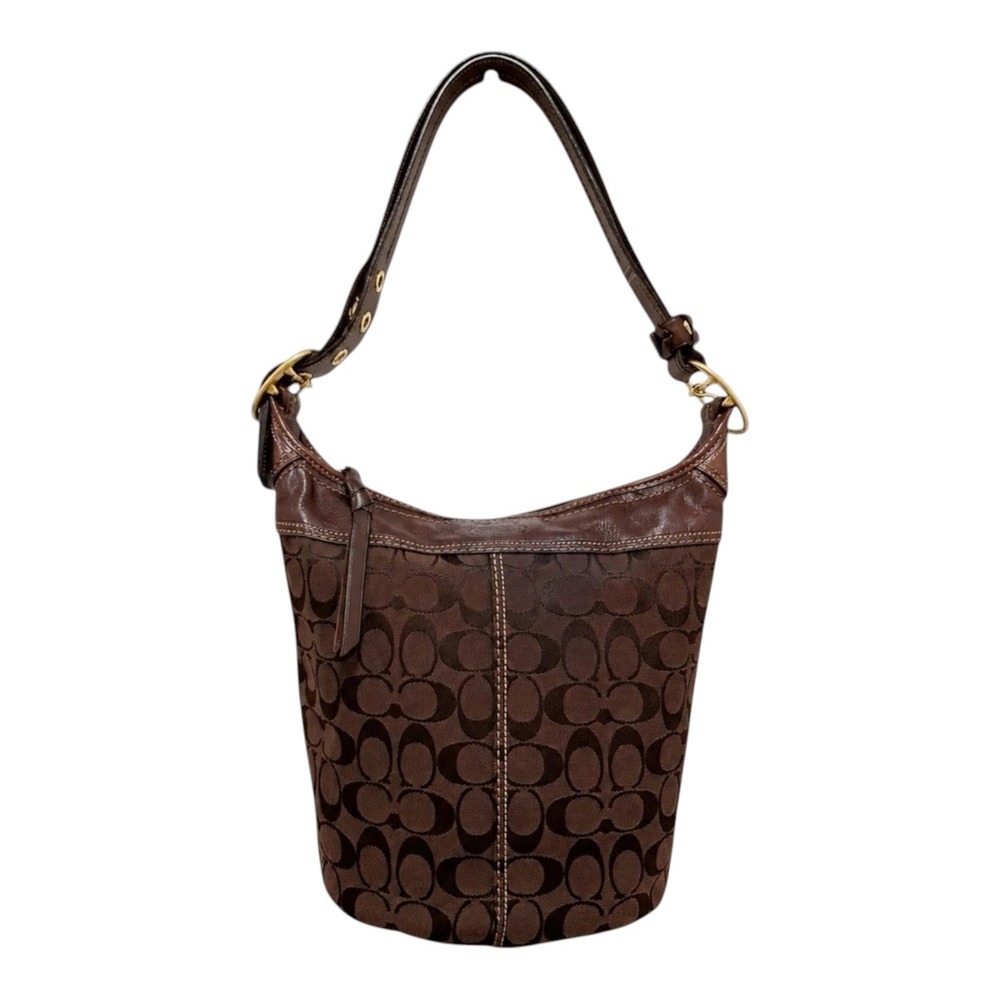 Coach Bleecker Signature Duffle Bucket Bag‎ Brown Jacquard 11437
